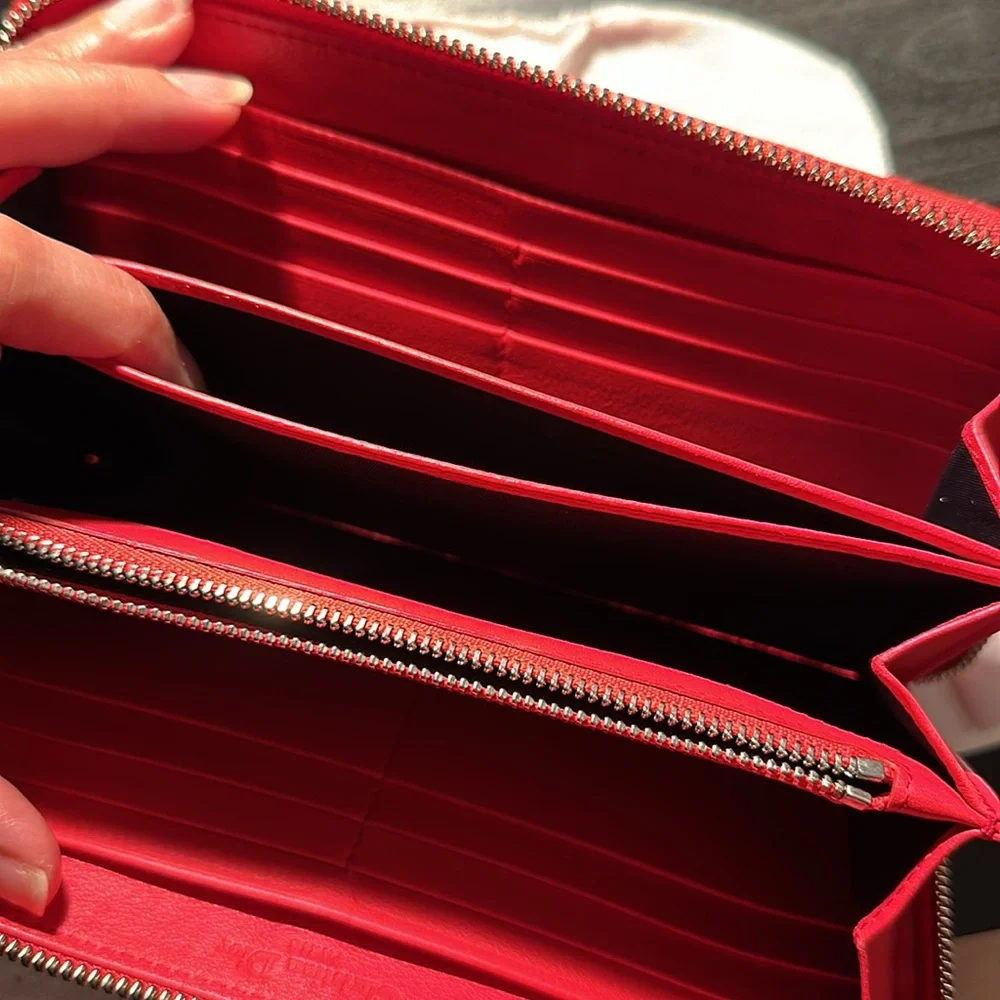 Christian Dior patent long wallet with charm